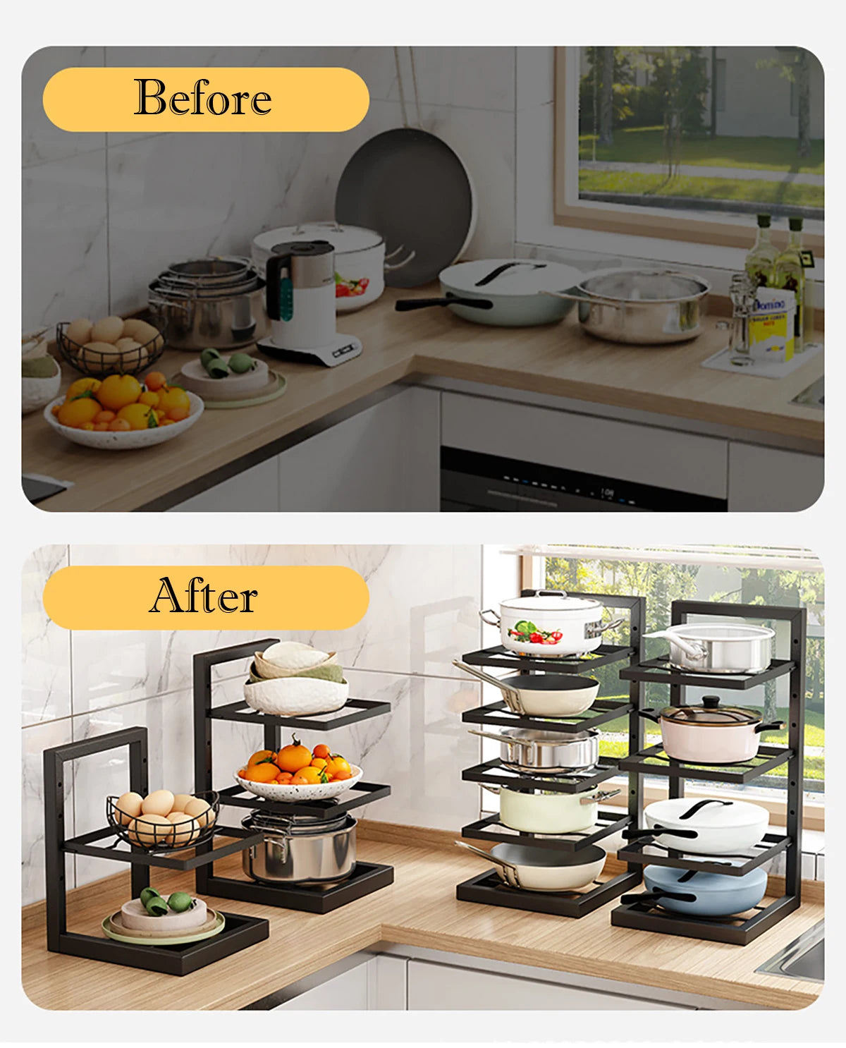 Adjustable Pot & Pan Organizer Rack