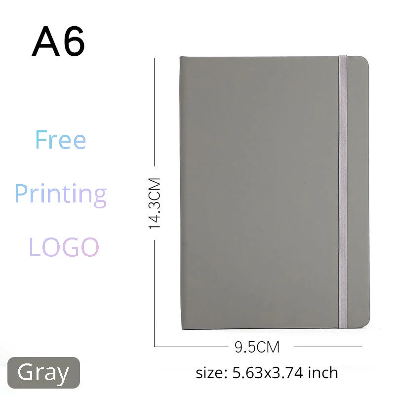 Custom A5/A6 PU Leather Notebook with Logo Printing