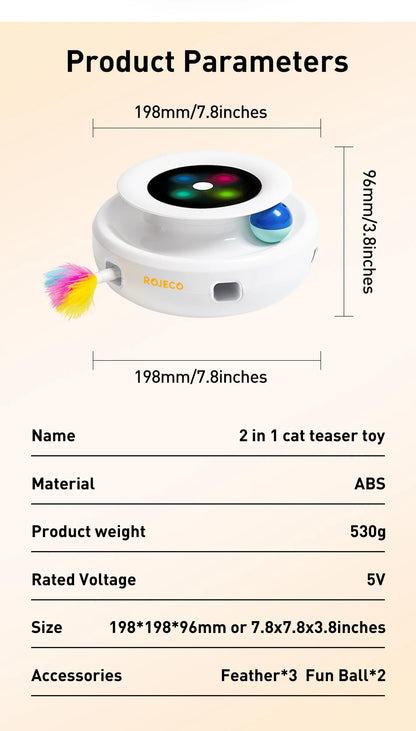 2-in-1 Automatic Cat Teaser & Rolling Ball Toy
