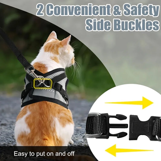 Vest-Style Cat & Dog Harness with Leash Set