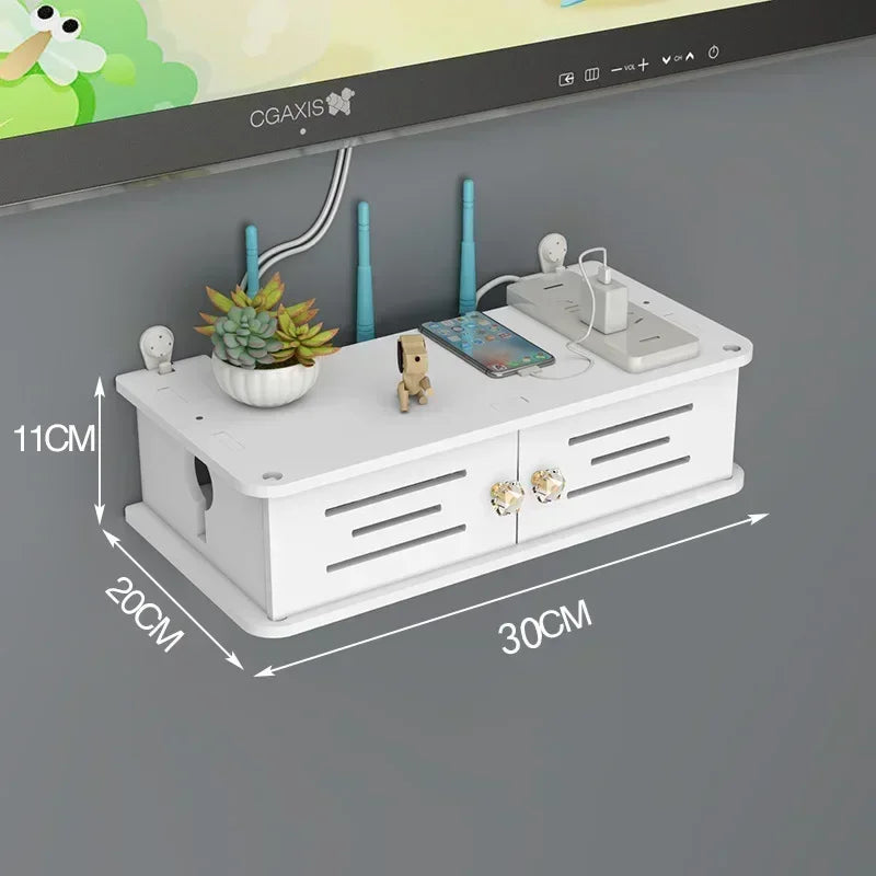 Wall Mounted WiFi Router & Cable Organizer Shelf