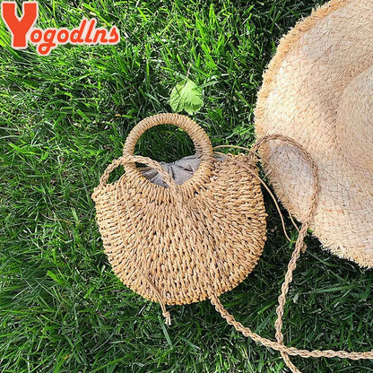 Handmade Half-Moon Straw Bag