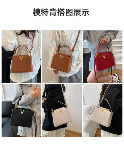 Buckled Leather Shoulder Handbag