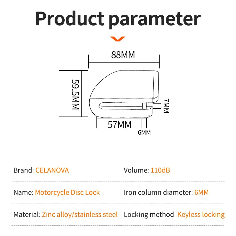 Motorcycle Disc Brake Alarm Lock