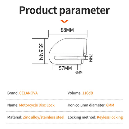 Motorcycle Disc Brake Alarm Lock