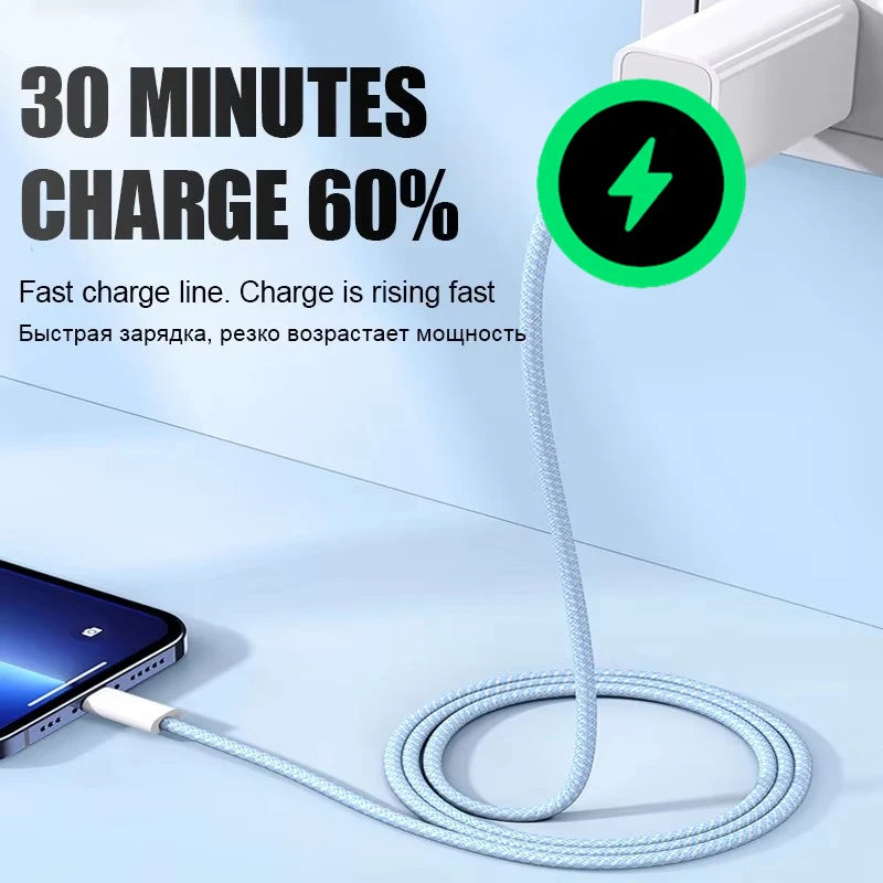 20W Braided Lightning Charging Cable with Reinforced Nylon Weave