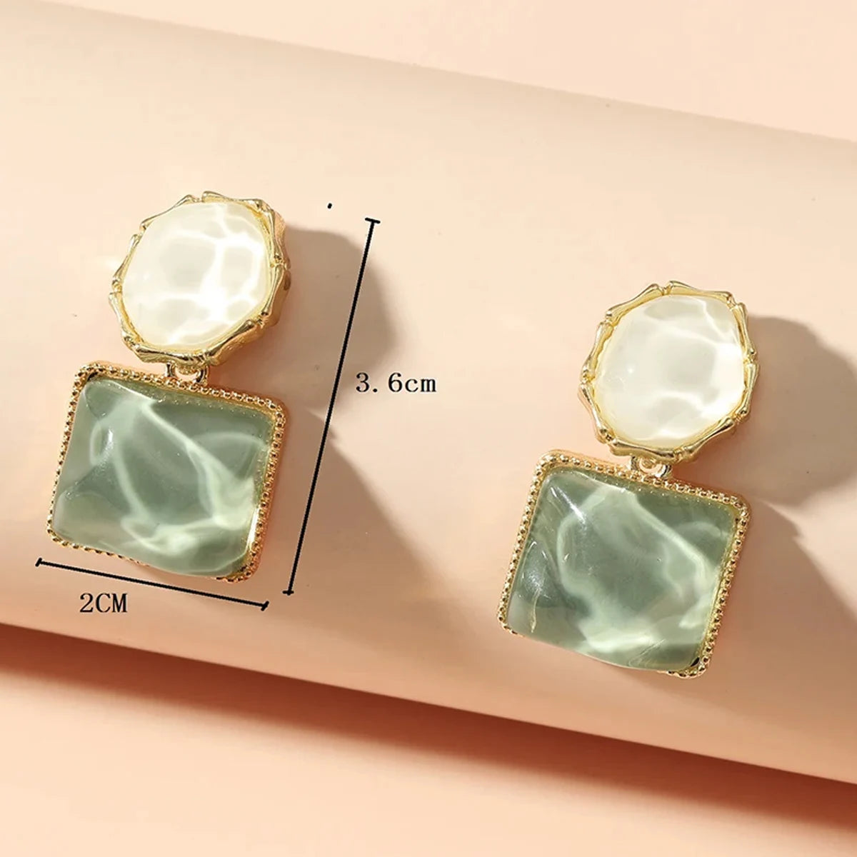 Round Square Crystal Stone Drop Earrings