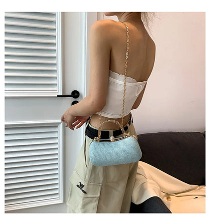 Heart-Shaped Evening Clutch Bag with Chain Strap