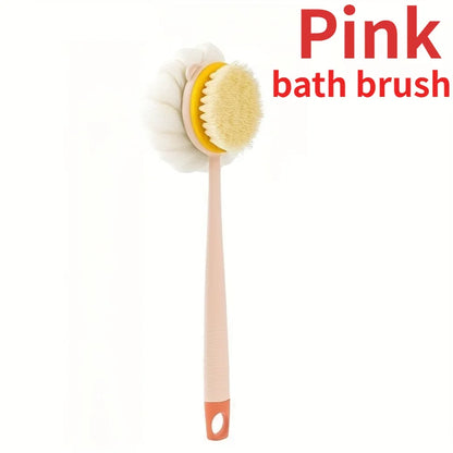 Long Handle Shower Body Brush with Loofah & Exfoliating Bristles