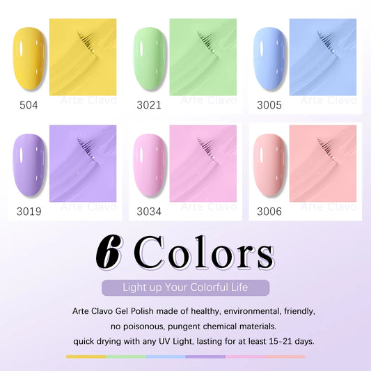 Arte Clavo 6PCS HEMA & TPO Free Gel Nail Polish Set