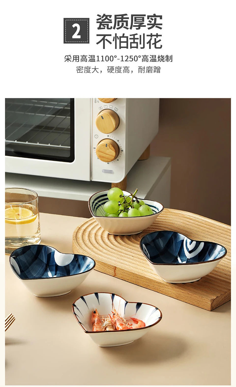HOONRA Set of 3 Divided Plate Ceramic Kitchen Food Container