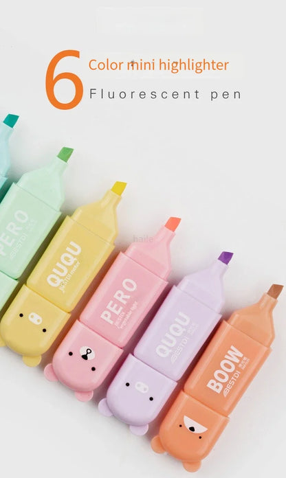 Cute Mini Pastel Highlighter Pen Set