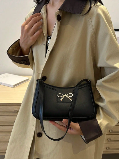Women’s Bow Accent PU Leather Shoulder Bag