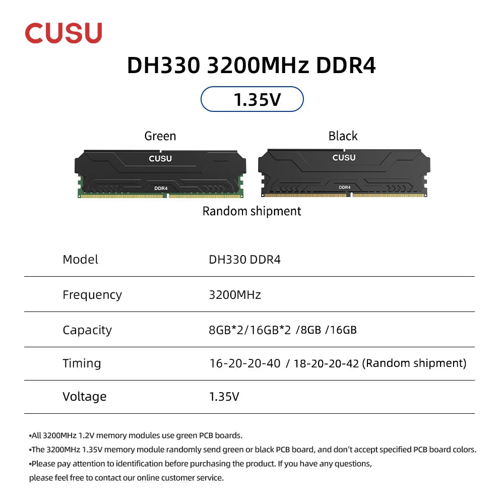 CUSU DDR4 Desktop RAM – 8GB / 16GB 3200MHz & 3600MHz