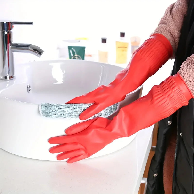 Extended Latex Dishwashing Cleaning Gloves