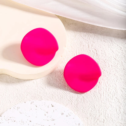 Candy Colored Button Shape Round Acrylic Earrings