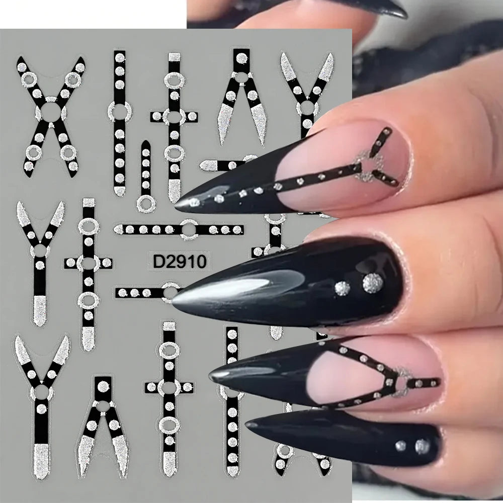 5D Glitter Floral Nail Art Stickers