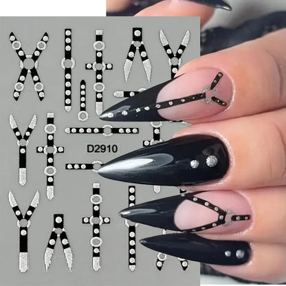 5D Glitter Floral Nail Art Stickers