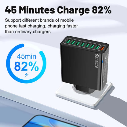 8-Port USB Fast Charging Wall Charger Adapter