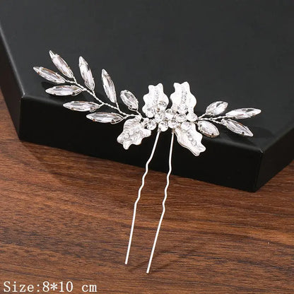 Pearl Rhinestone Flower Hair Pins