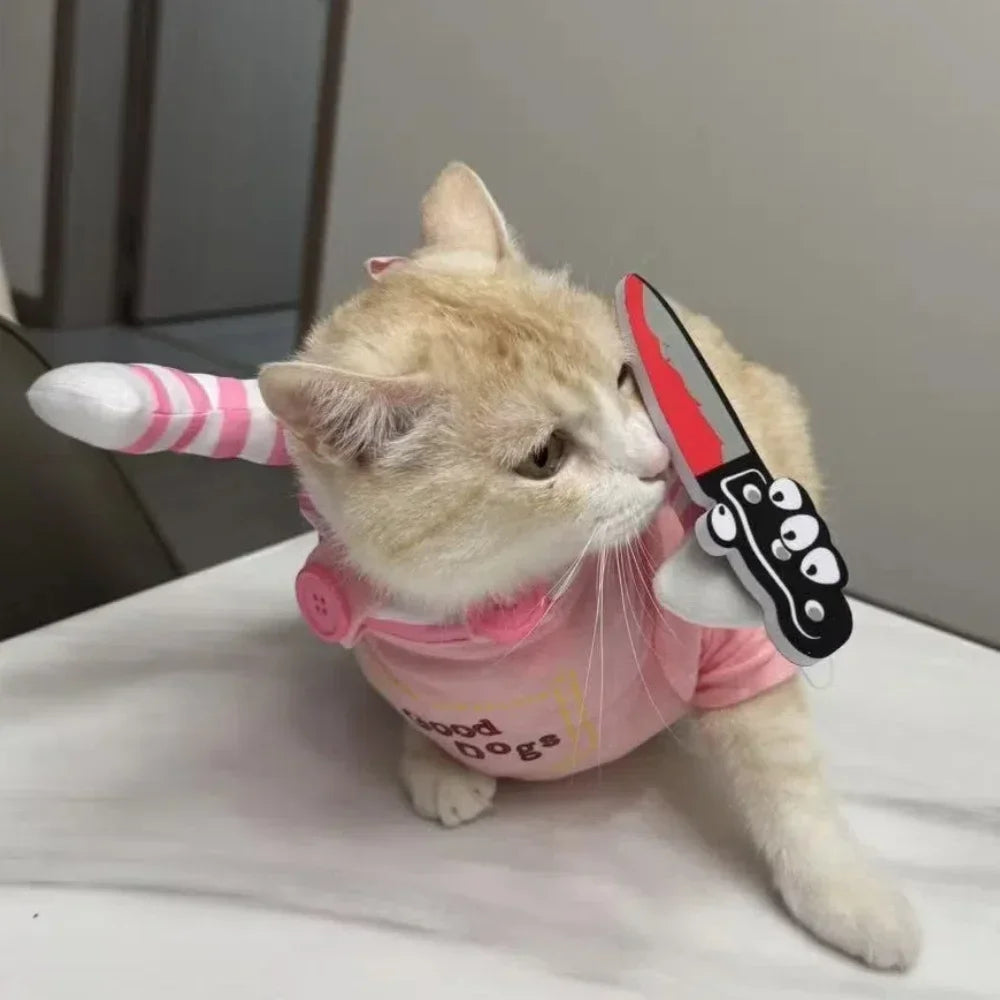 Funny Cosplay Pet Costume with Plush Knife