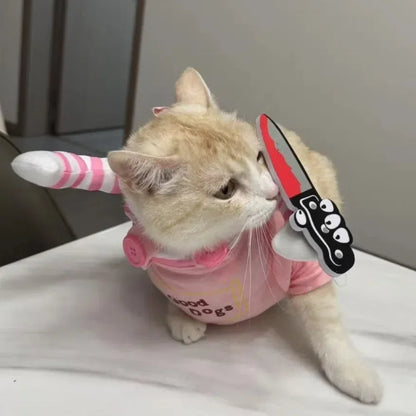 Funny Cosplay Pet Costume with Plush Knife