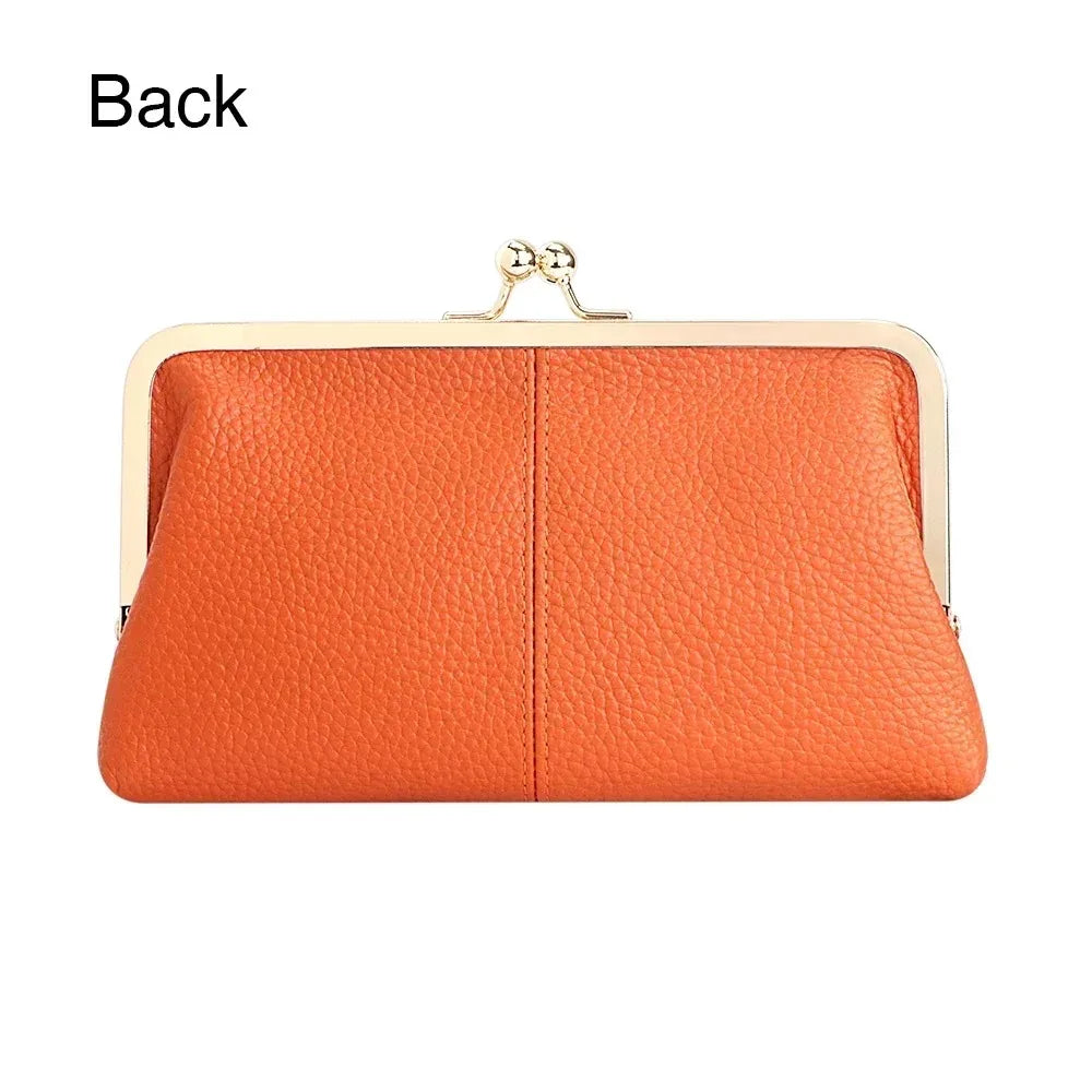 Genuine Leather Kiss Lock Wallet