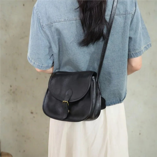 Genuine Leather Retro Saddle Crossbody Bag