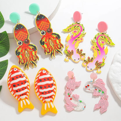 Creative Acrylic Fish Octopus Earrings