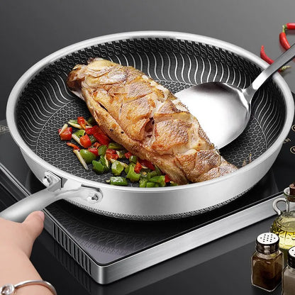 Tri-Ply Stainless Steel Honeycomb Frying Pan