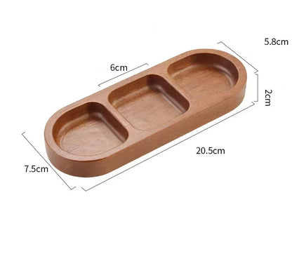 Solid Wood Divided Sauce Dish