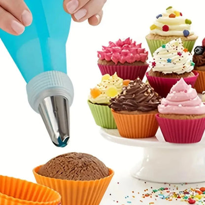 Cake Decorating Kit with Piping Bags, Stainless Steel Tips & Couplers