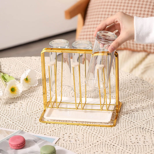Metal Cup Drying & Drain Rack with Tray