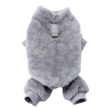 Warm Fleece Dog Jumpsuit with D-Ring