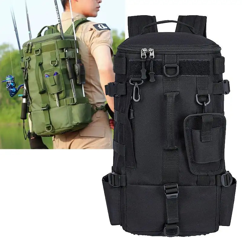Tactical Fishing Backpack with Rod Holders