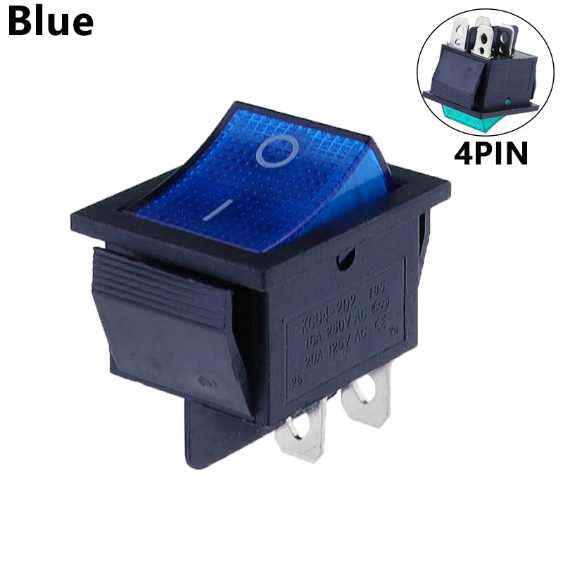 KCD4 Illuminated 4-Pin Rocker Power Switch
