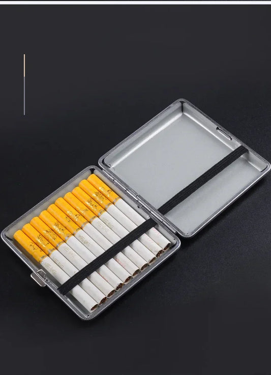 Leather & Stainless Steel Double-Opening Cigarette Case