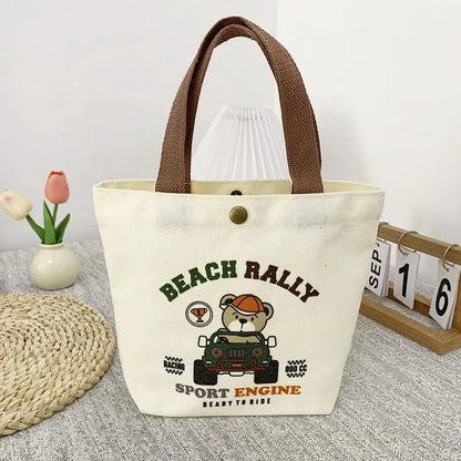 Cute Bear Canvas Mini Tote Bag