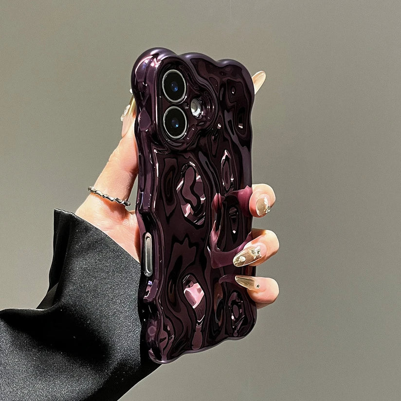 Mobile Phone Case – Glossy Wrinkle Plating Wave Border Case for iPhone