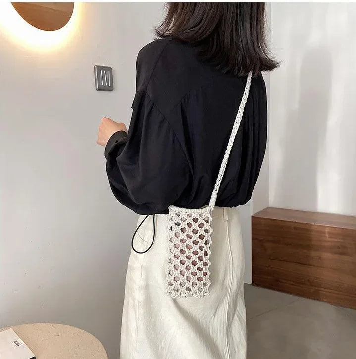Women’s Woven Crochet Crossbody Phone Bag