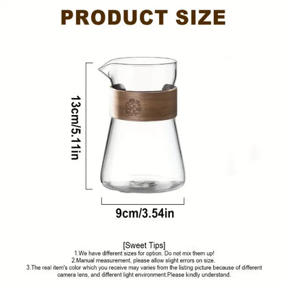 500ml Heat-Resistant Glass Coffee Carafe with Wooden Collar