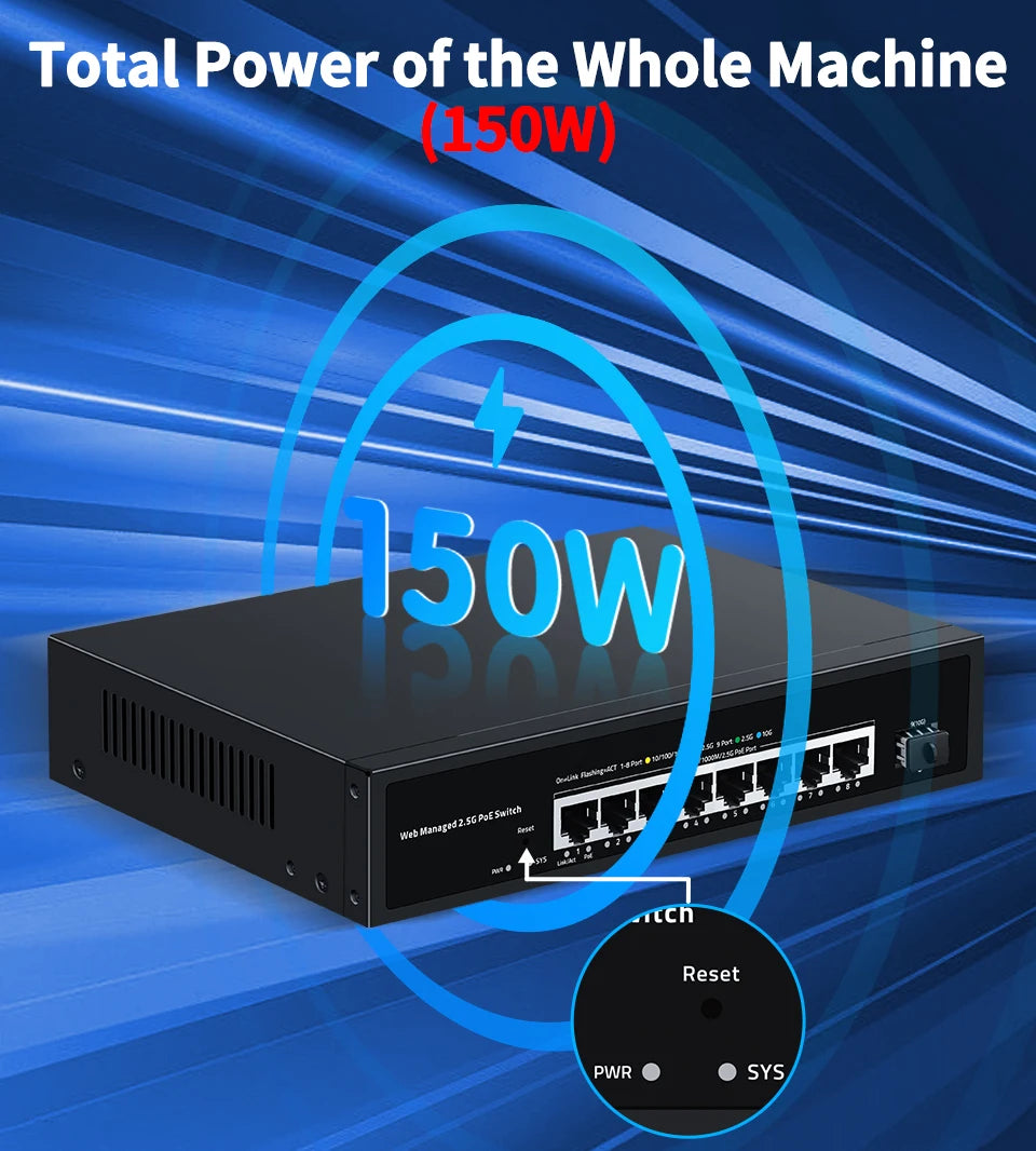 2.5GbE Web Managed PoE Switch with VLAN, QoS & LACP