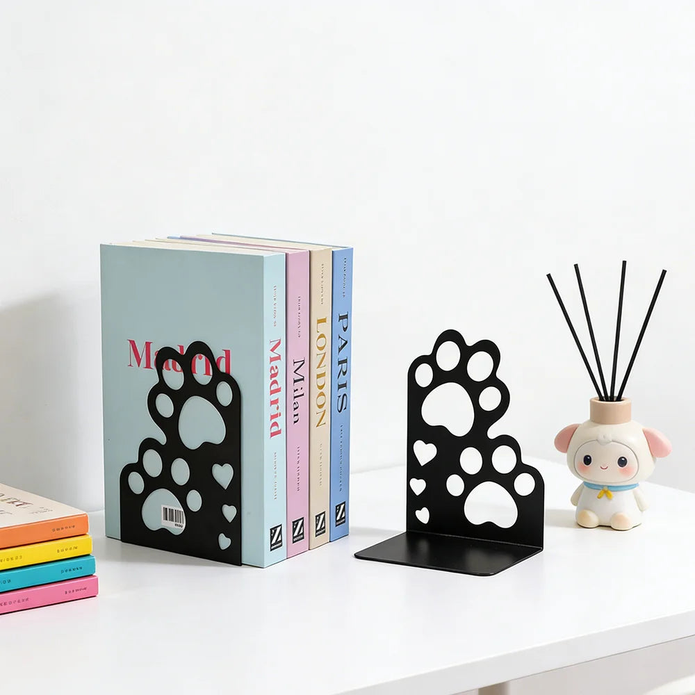 Metal Book Ends – Heavy Duty Non-Skid Book Supports for Shelves