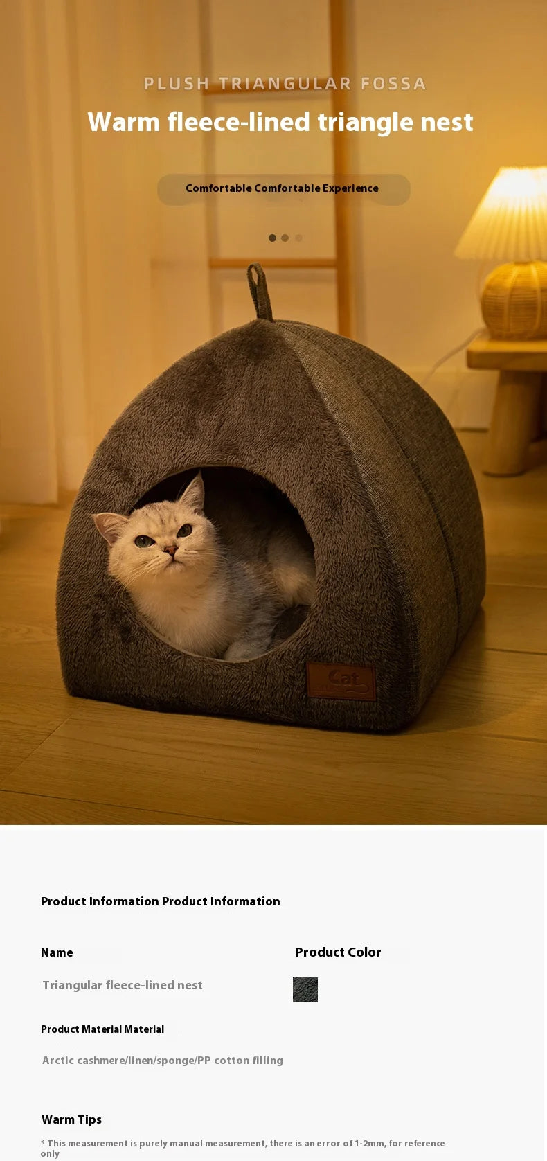 Triangle Cat Cave Bed