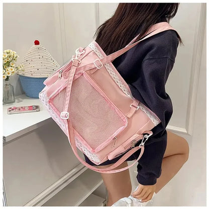 Large Canvas Ita Crossbody Tote Bag