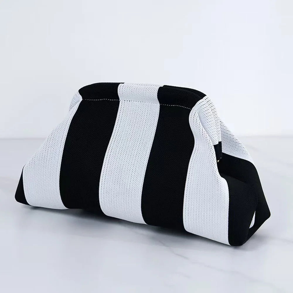 Striped Knit Cloud Clutch Bag