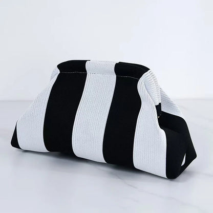 Striped Knit Cloud Clutch Bag