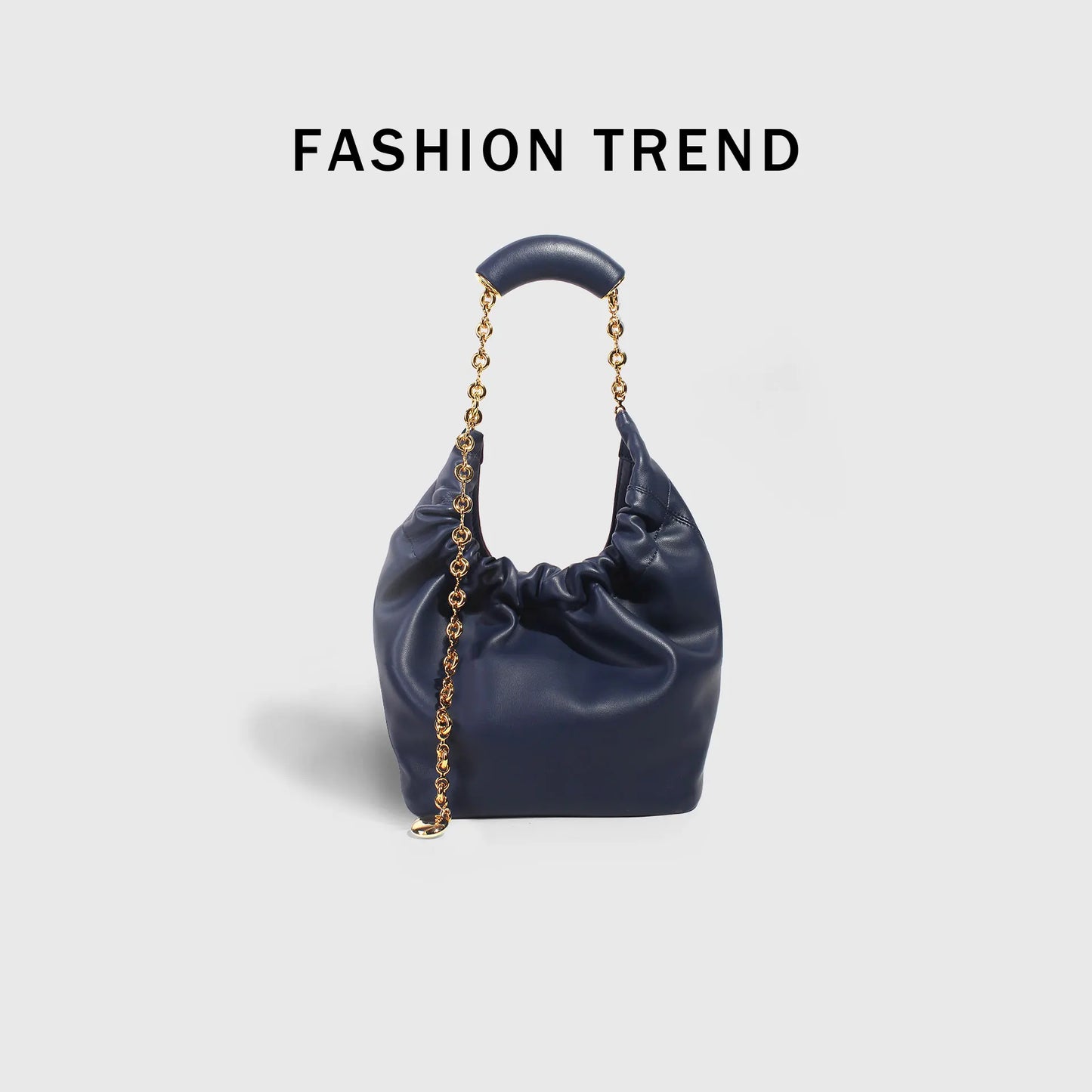 Genuine Leather Cloud Bucket Shoulder Bag