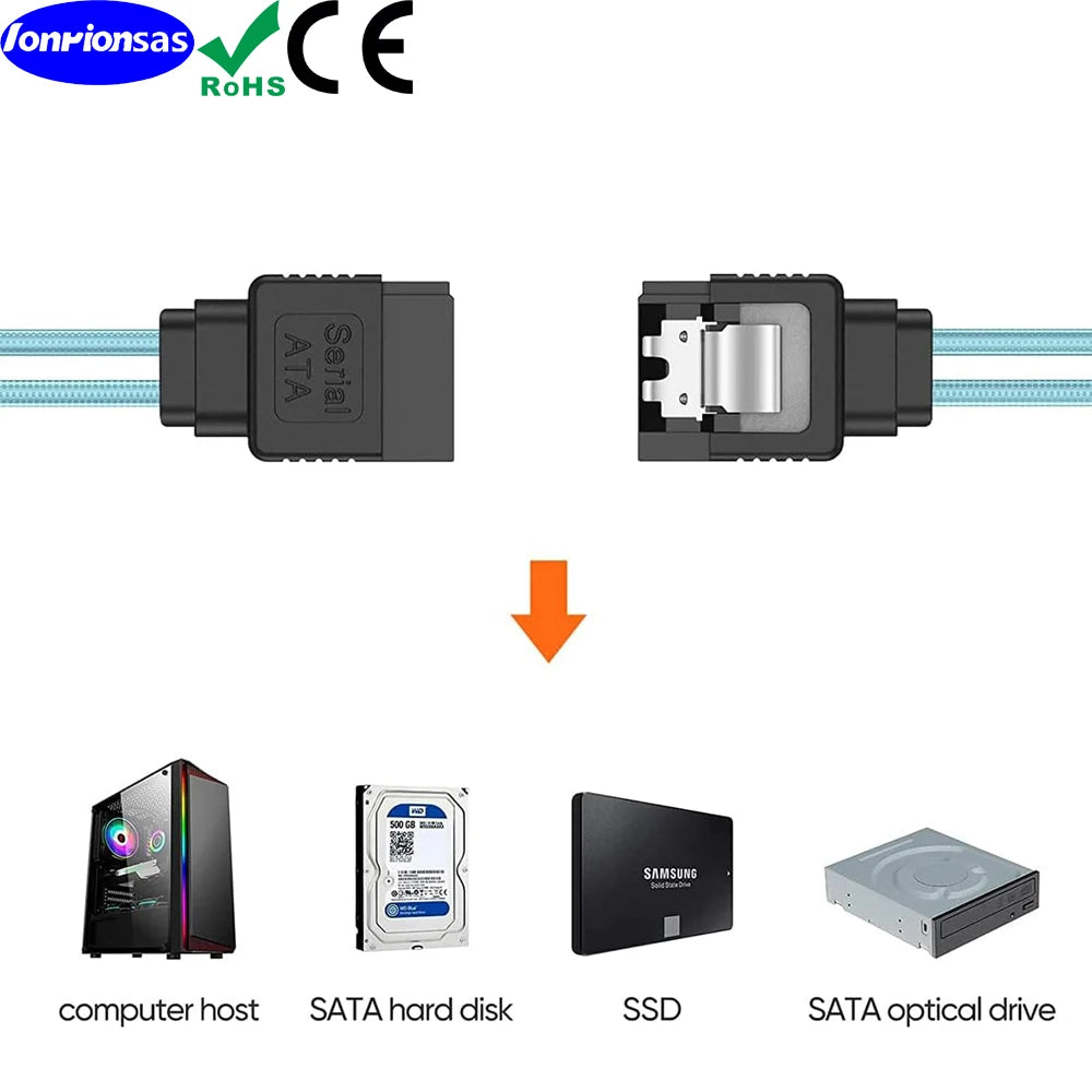 SATA III 12Gbps Data Cable with Locking Latch