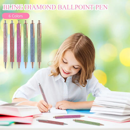 Sparkly Retractable Black Ink Pens for Office, School & Gifts